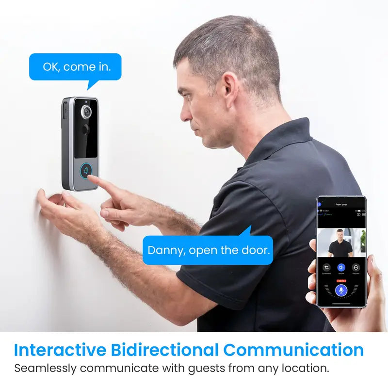 GuardianBell Pro AI Night Vision Doorbell HD Video