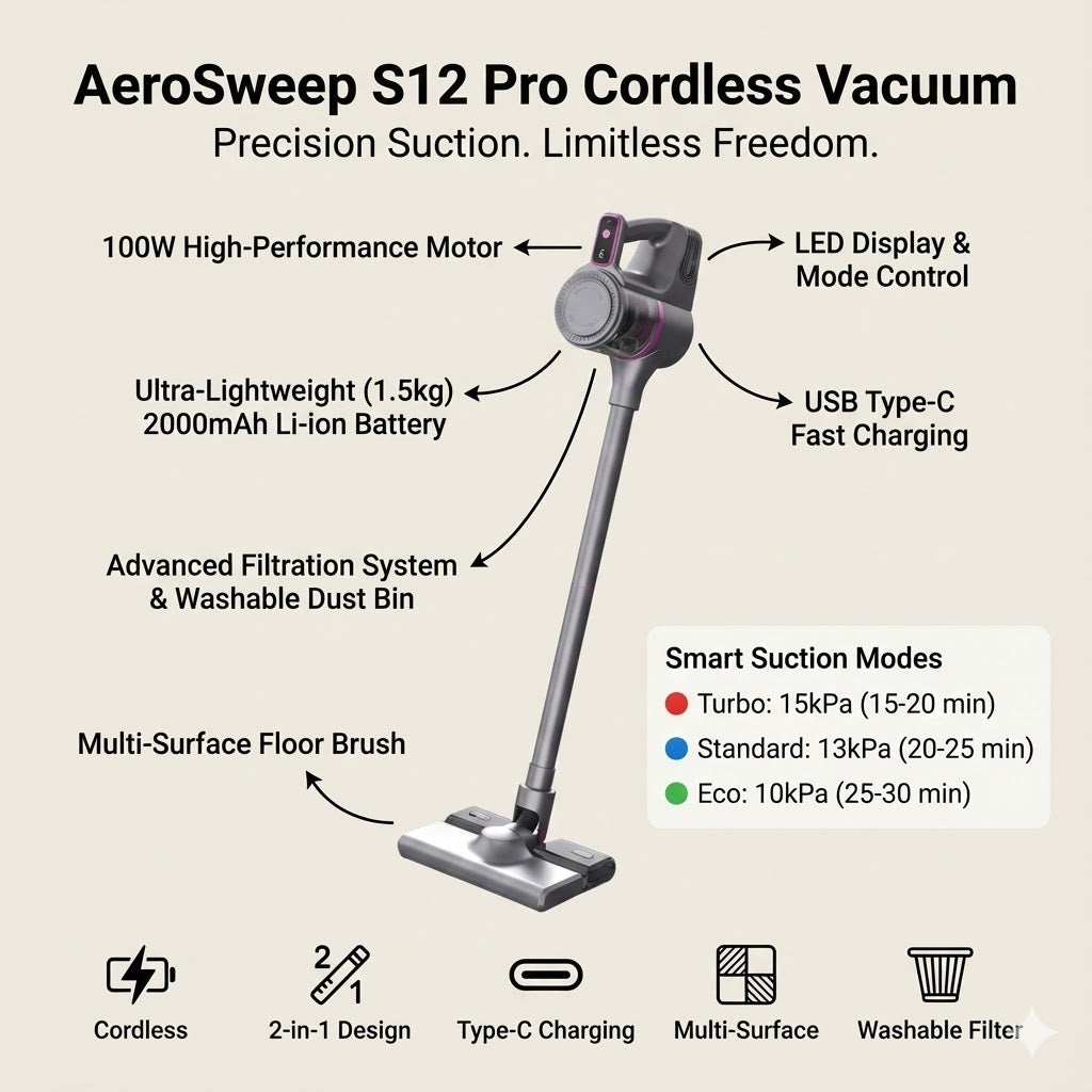 AeroSweep S12 Pro – Ultra-Light Cordless Vacuum
